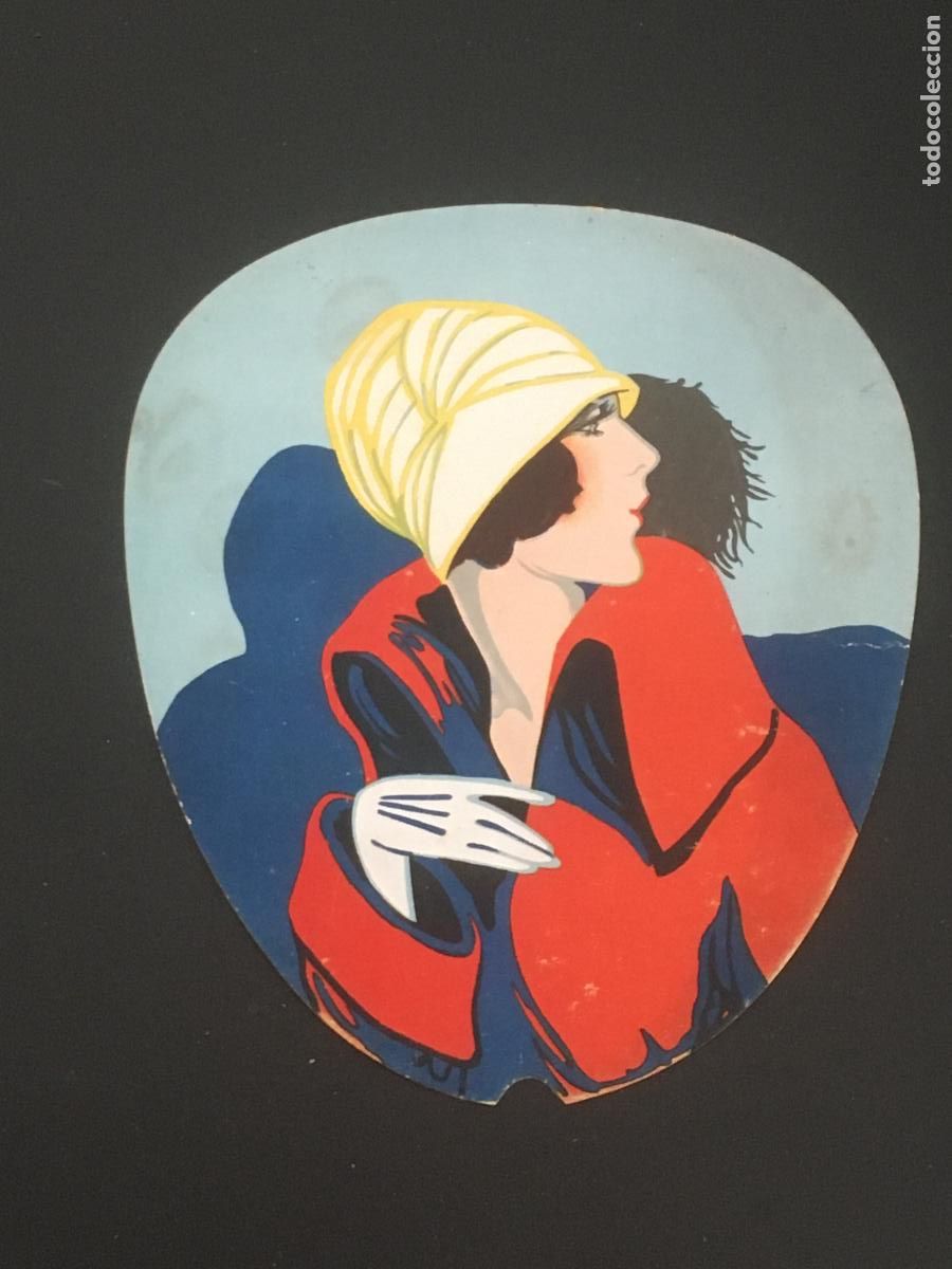 Otros Art&iacute;culos de Coleccionismo en Papel: precioso abanico paypay modernista de carton tema cine perfecto estado como nuevo