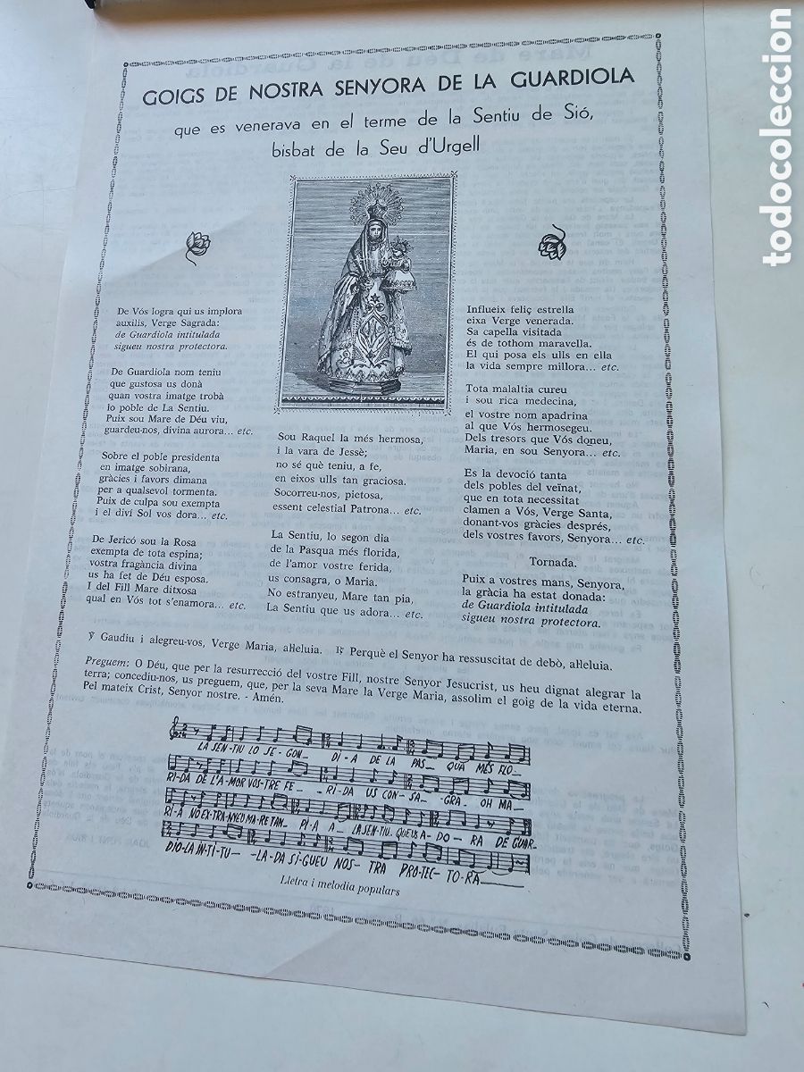 Otros Art&iacute;culos de Coleccionismo en Papel: Goigs Gozos a Nostra Senyora de la Guardiola Barcelona 1970 Joan Font i Rius