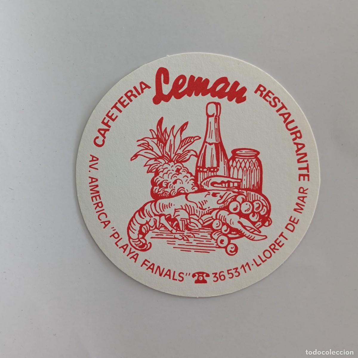 Otros Art&iacute;culos de Coleccionismo en Papel: POSAVASOS - GIRONA / LLORET DE MAR - LEMAN CAFETERIA RESTAURANTE - 1985 - PI&Ntilde;A CIGALA FAUNA BOTELLA