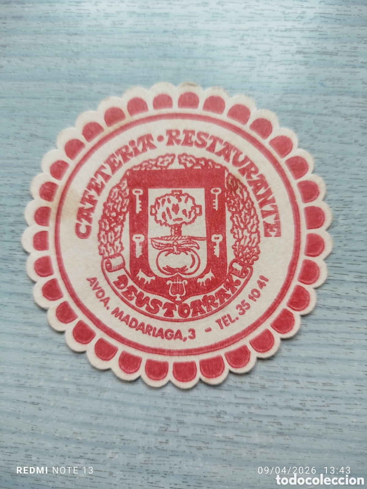 Otros Art&iacute;culos de Coleccionismo en Papel: posavasos --cafeteria deustarak