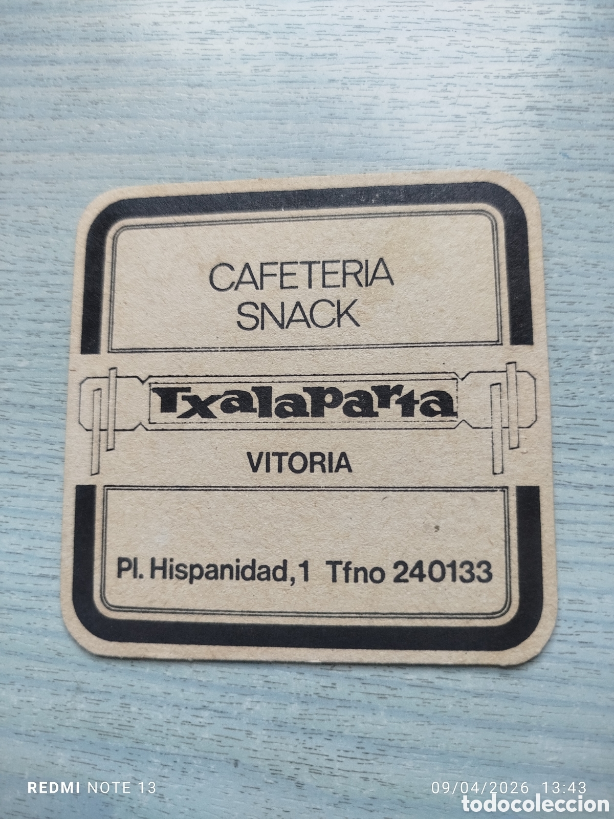 Otros Art&iacute;culos de Coleccionismo en Papel: posavasos --cafeteria TXALAPARTA--Vitoria
