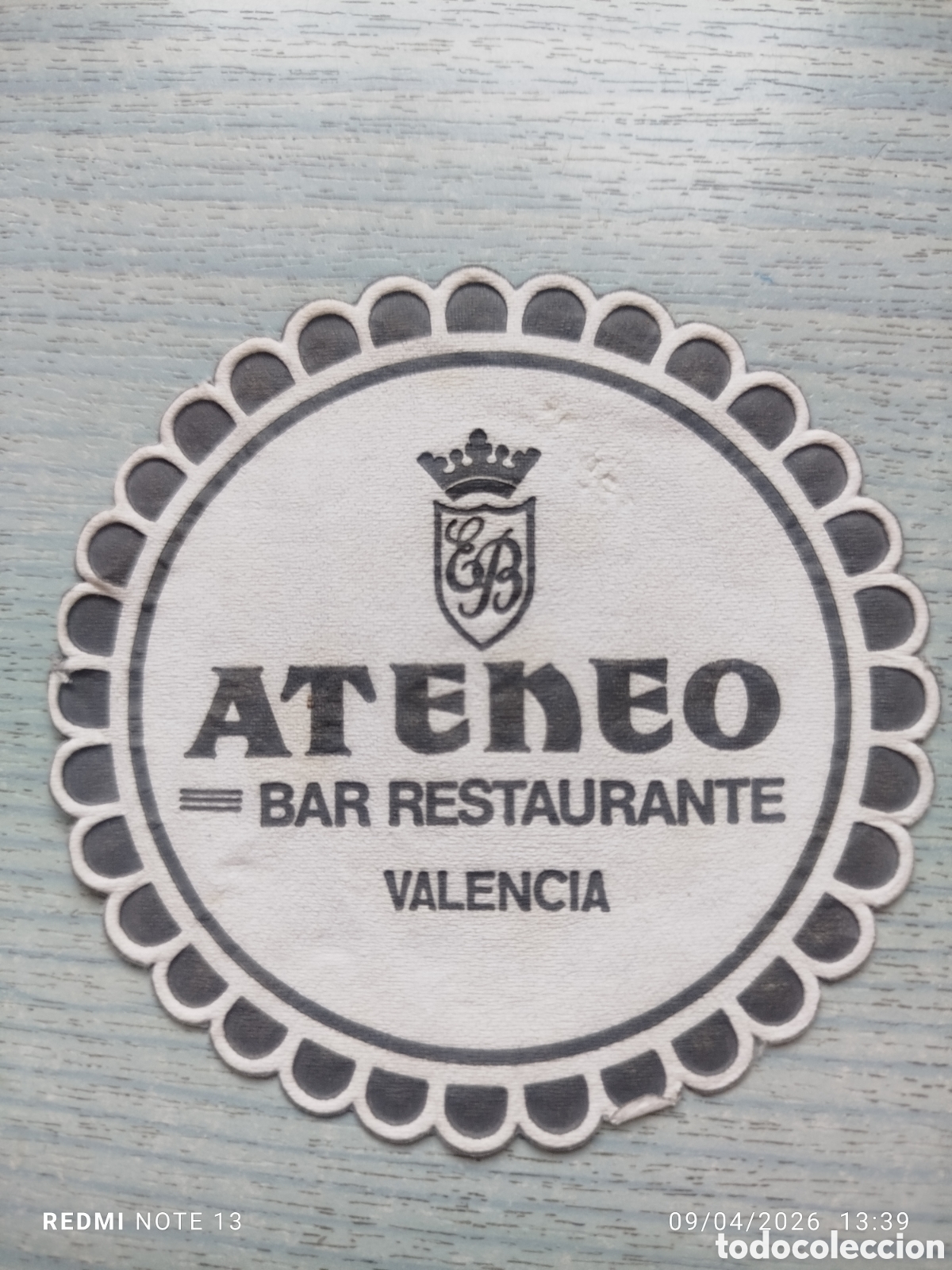 Outros artigos de papel: posavasos- Bar ATENEO--VALENCIA