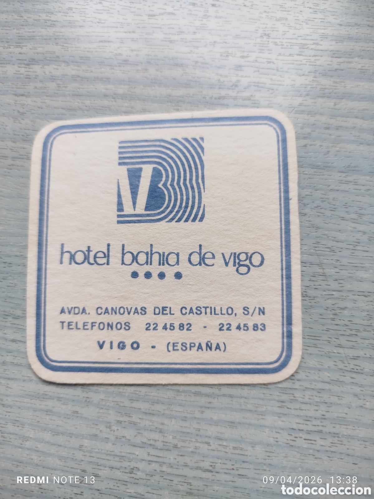 Outros artigos de papel: posavasos- HOTEL BAHIA DE VIG---VIGO