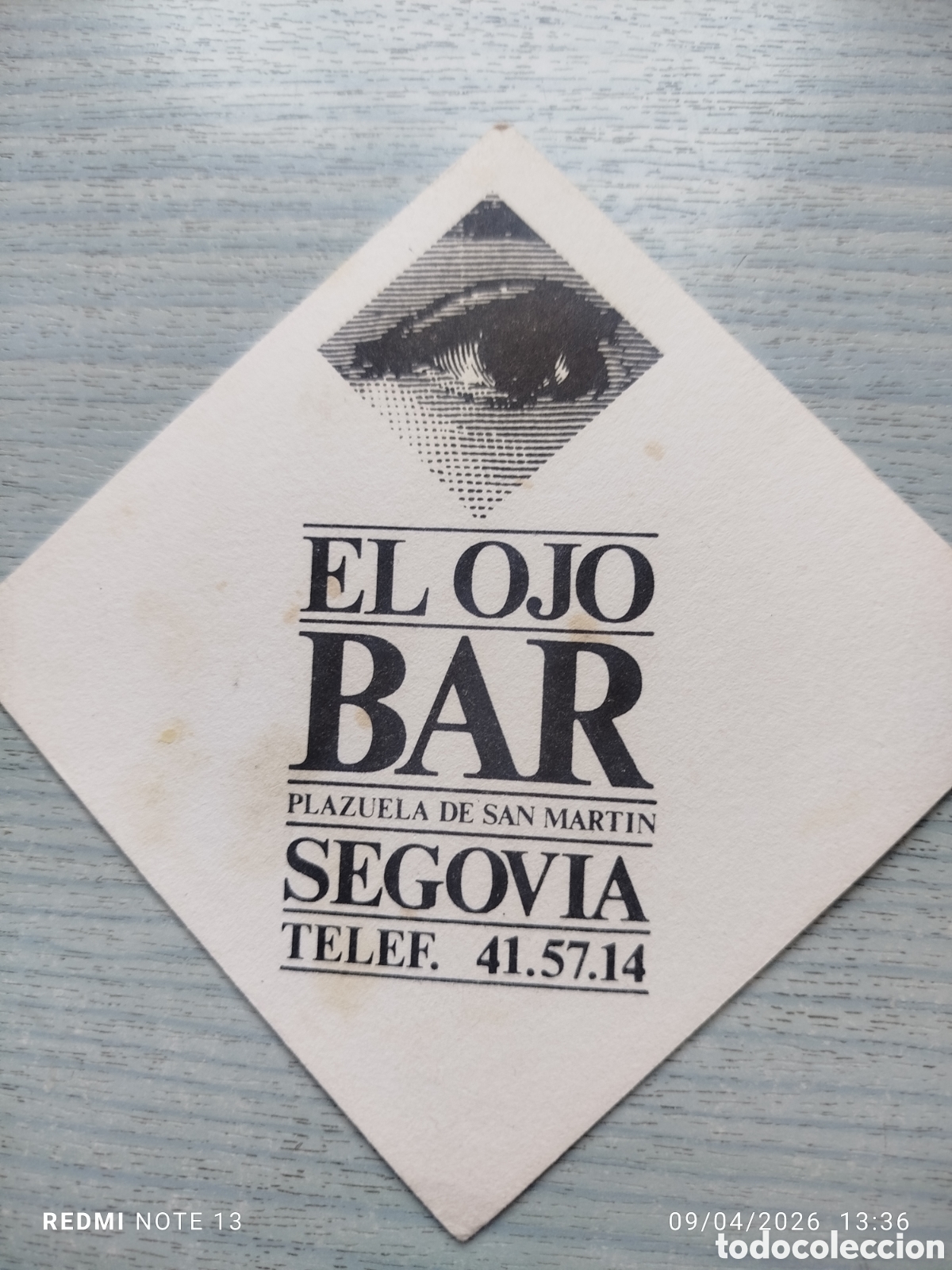 Otros Art&iacute;culos de Coleccionismo en Papel: posavasos-BAR EL OJO-SEGOVIA