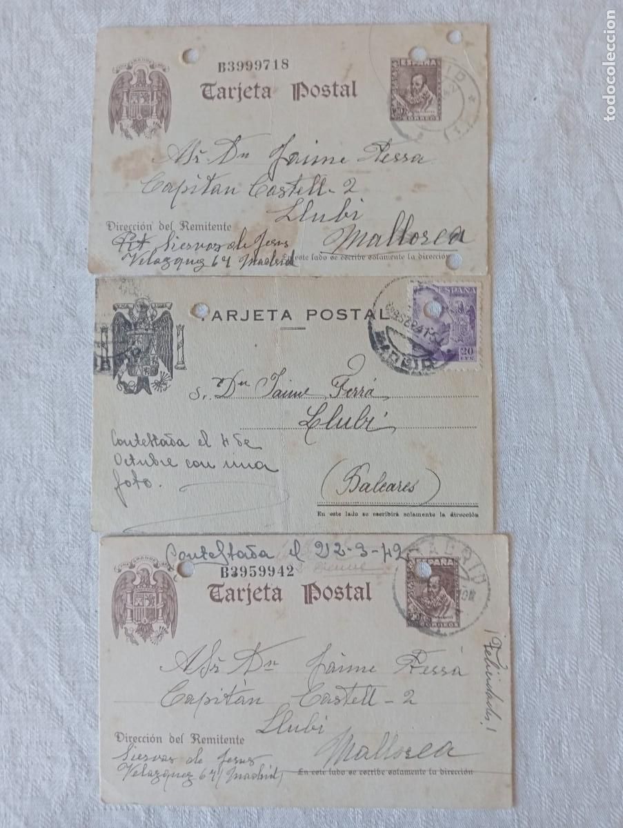 Otros Art&iacute;culos de Coleccionismo en Papel: TARJETAS POSTALES CON SELLO INCLUIDO 1942 MADRID A LLUBI