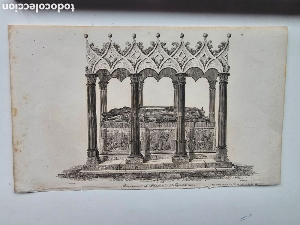 Otros Art&iacute;culos de Coleccionismo en Papel: Grabado Antiguo S. XIX - Monumento de Wladislas Jagellon (Polonia)