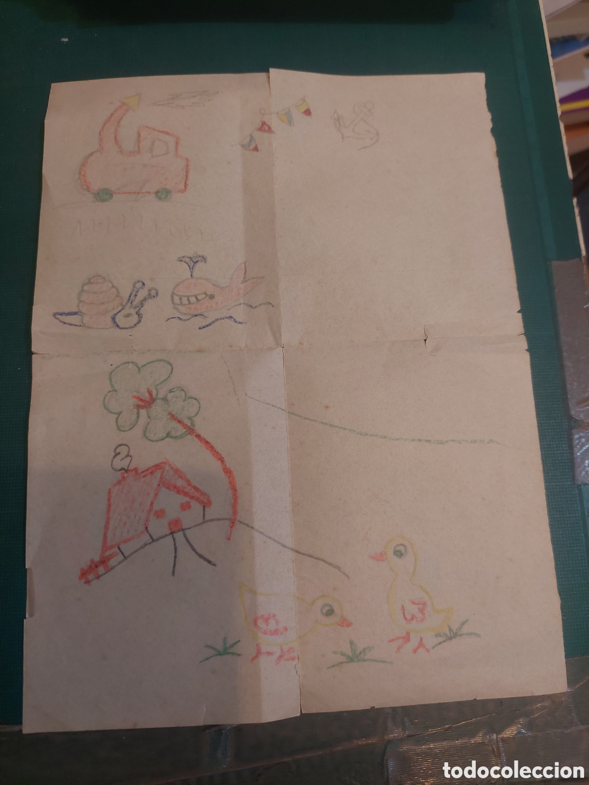 Otros Art&iacute;culos de Coleccionismo en Papel: ANTIGUO DUBUJO INFANTIL A COLORES
