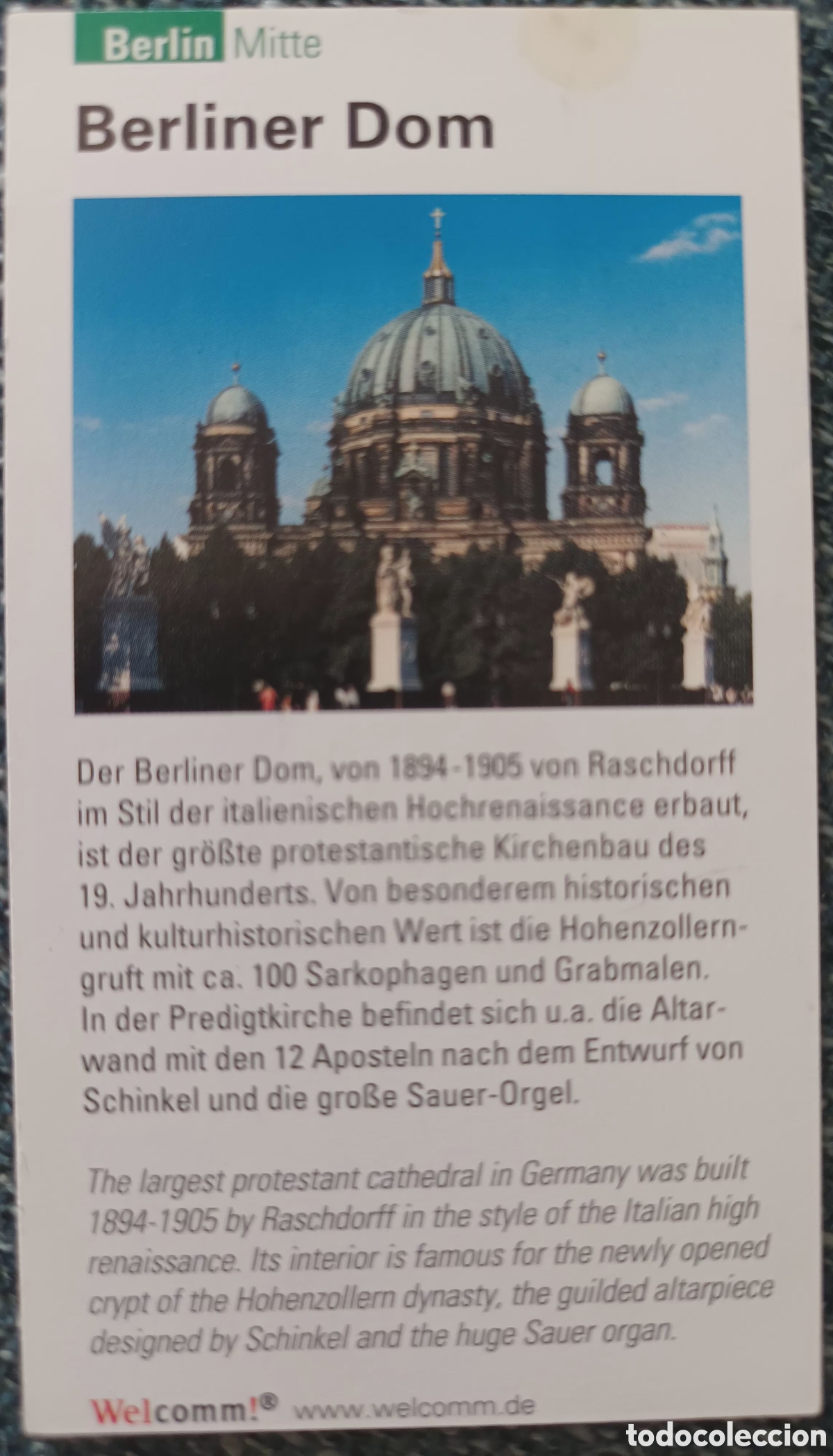 Otros Art&iacute;culos de Coleccionismo en Papel: TARJETA INFORMATIVA CATEDRAL DE BERL&Iacute;N