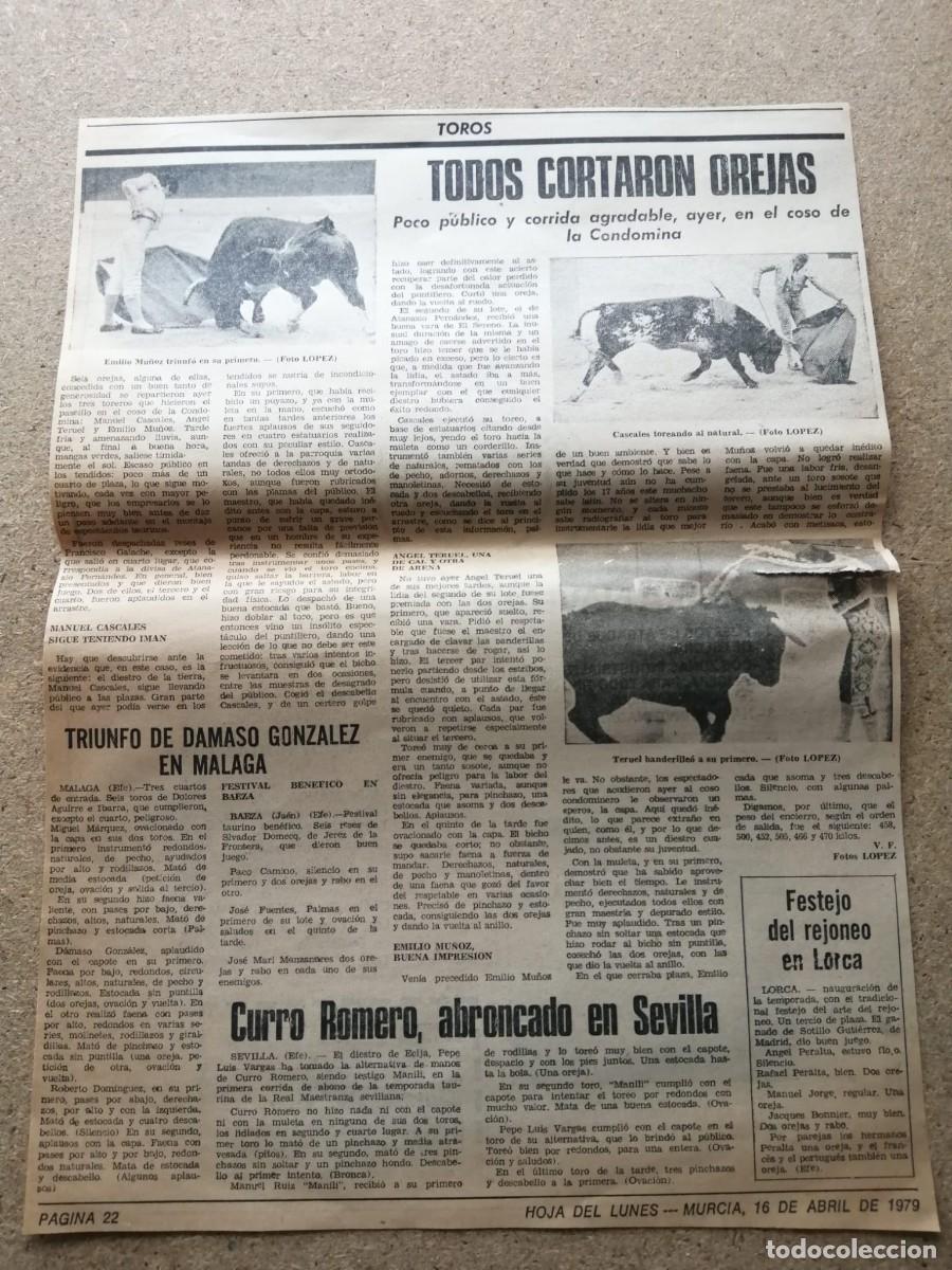 Otros Art&iacute;culos de Coleccionismo en Papel: RECORTE PRENSA TAURINA. CURRO ROMERO ABRONCADO EN SEVILLA - TODOS CORTARON OREJAS -.. 1979