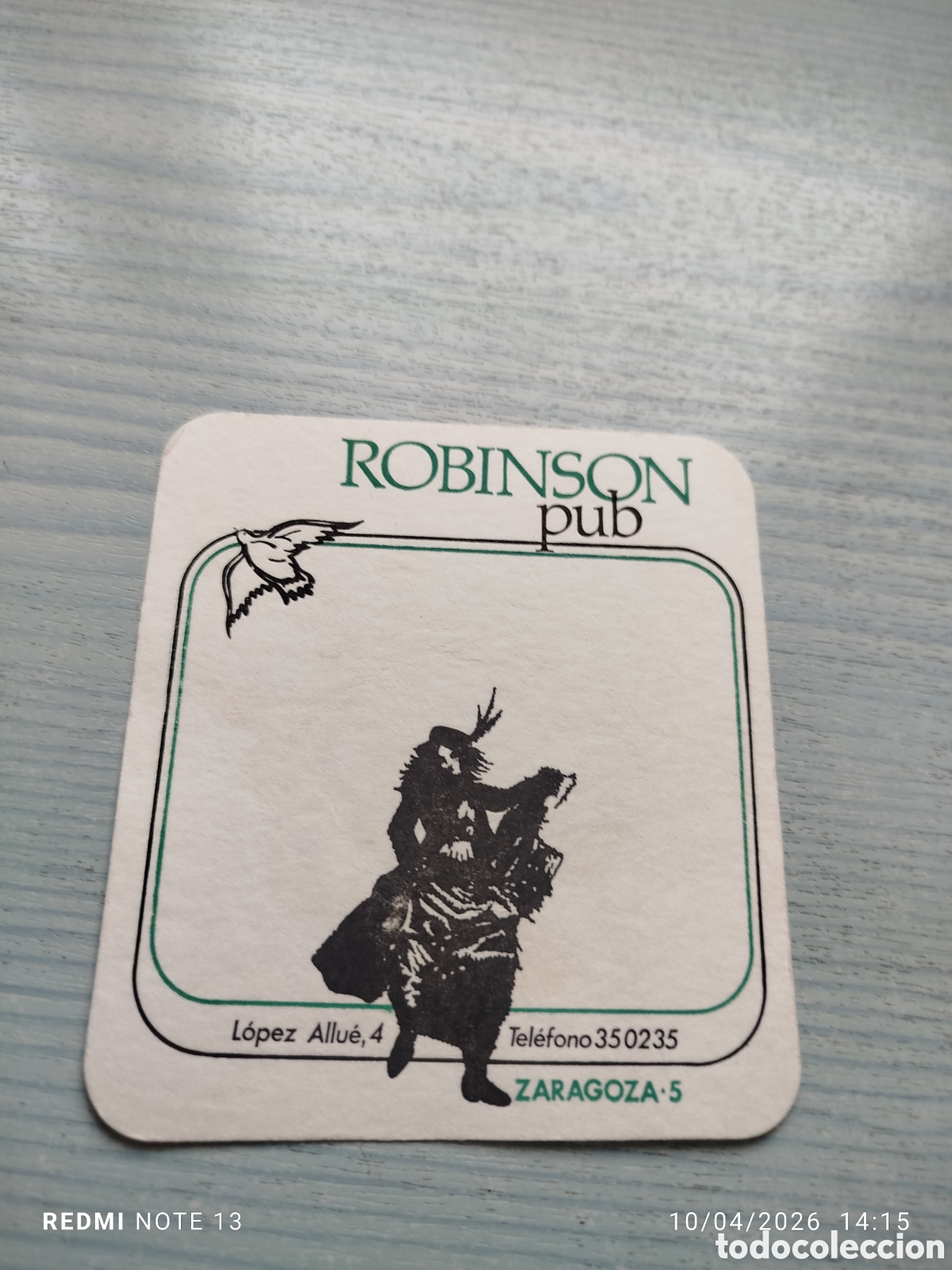 Otros Art&iacute;culos de Coleccionismo en Papel: posavasos -pub robinson--ZARAGOZA-