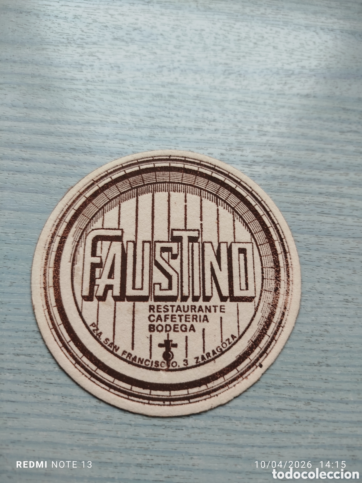 Otros Art&iacute;culos de Coleccionismo en Papel: posavasos -cafeteria faustino-ZARAGOZA-