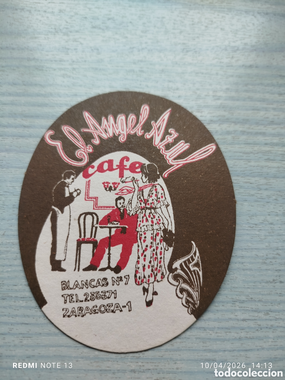 Otros Art&iacute;culos de Coleccionismo en Papel: posavasos -cafe EL ANGEL AZUL--ZARAGOZA-