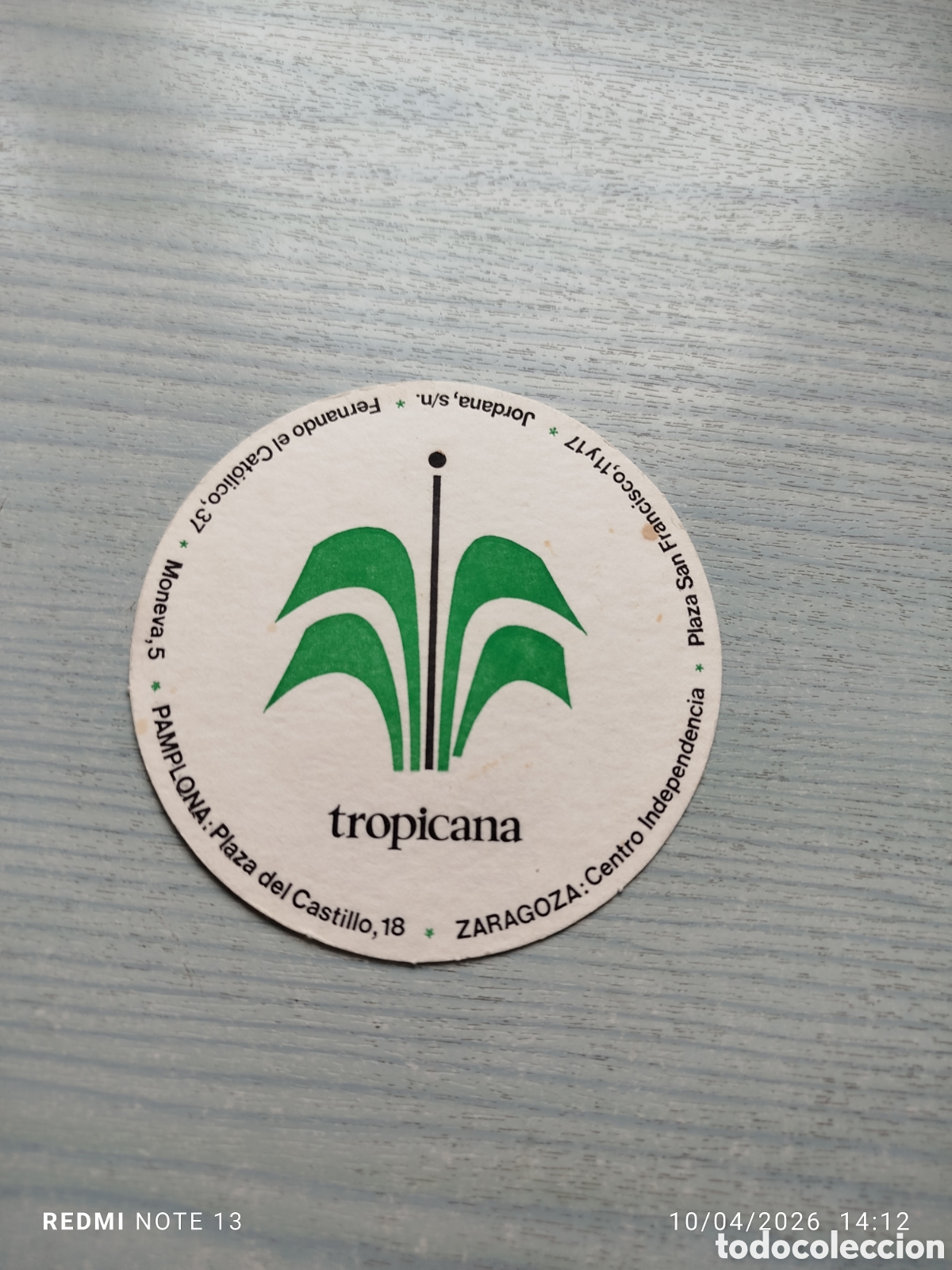 Otros Art&iacute;culos de Coleccionismo en Papel: posavasos-TROPICANA-ZARAGOZA-