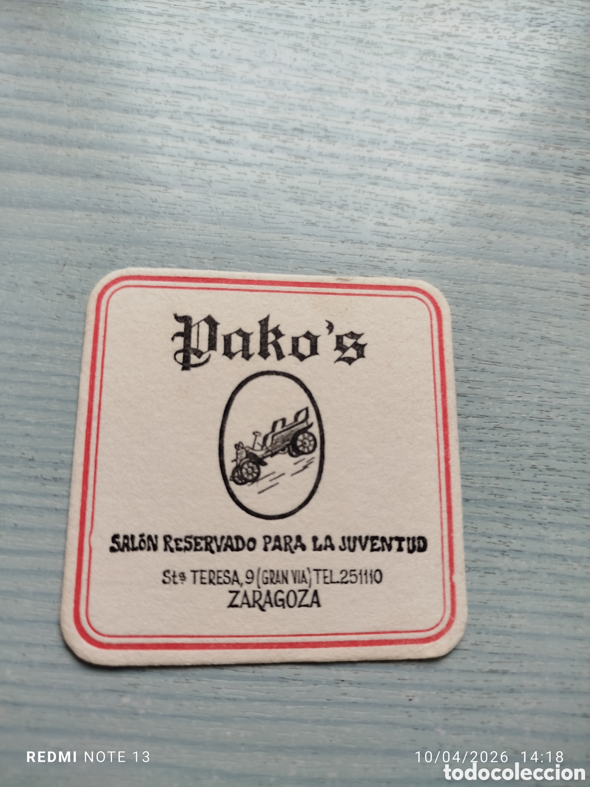 Otros Art&iacute;culos de Coleccionismo en Papel: posavasos-SALON PAKO,S--ZARAGOZA