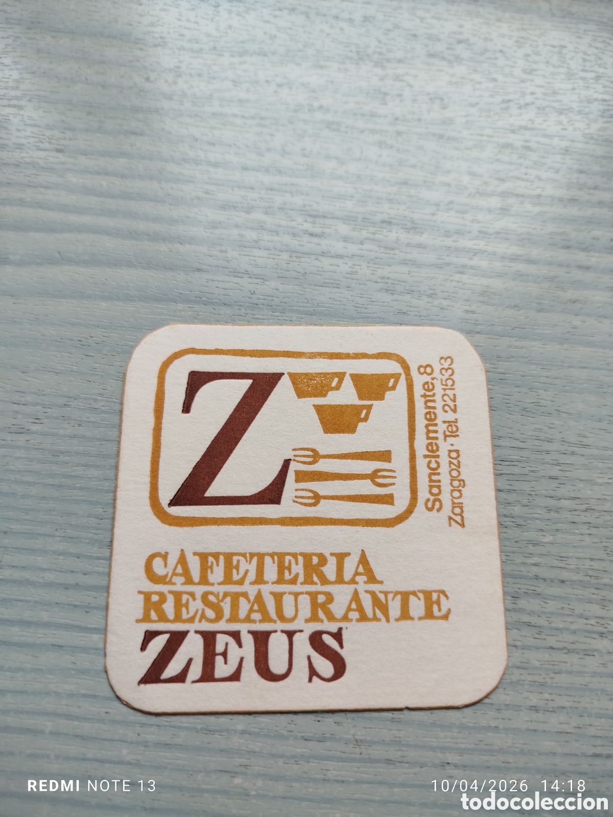 Sammelleidenschaft Andere Papierartikel: posavasos-cafeteria ZEUS--ZARAGOZA