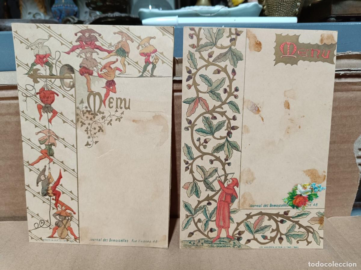 Otros Art&iacute;culos de Coleccionismo en Papel: PAREJA DE 2 ANTIGUOS MENUS DE RESTAURANTE, PARIS, JOURNAL DES DEMOISELLES, FRANCIA, S.XIX -P20