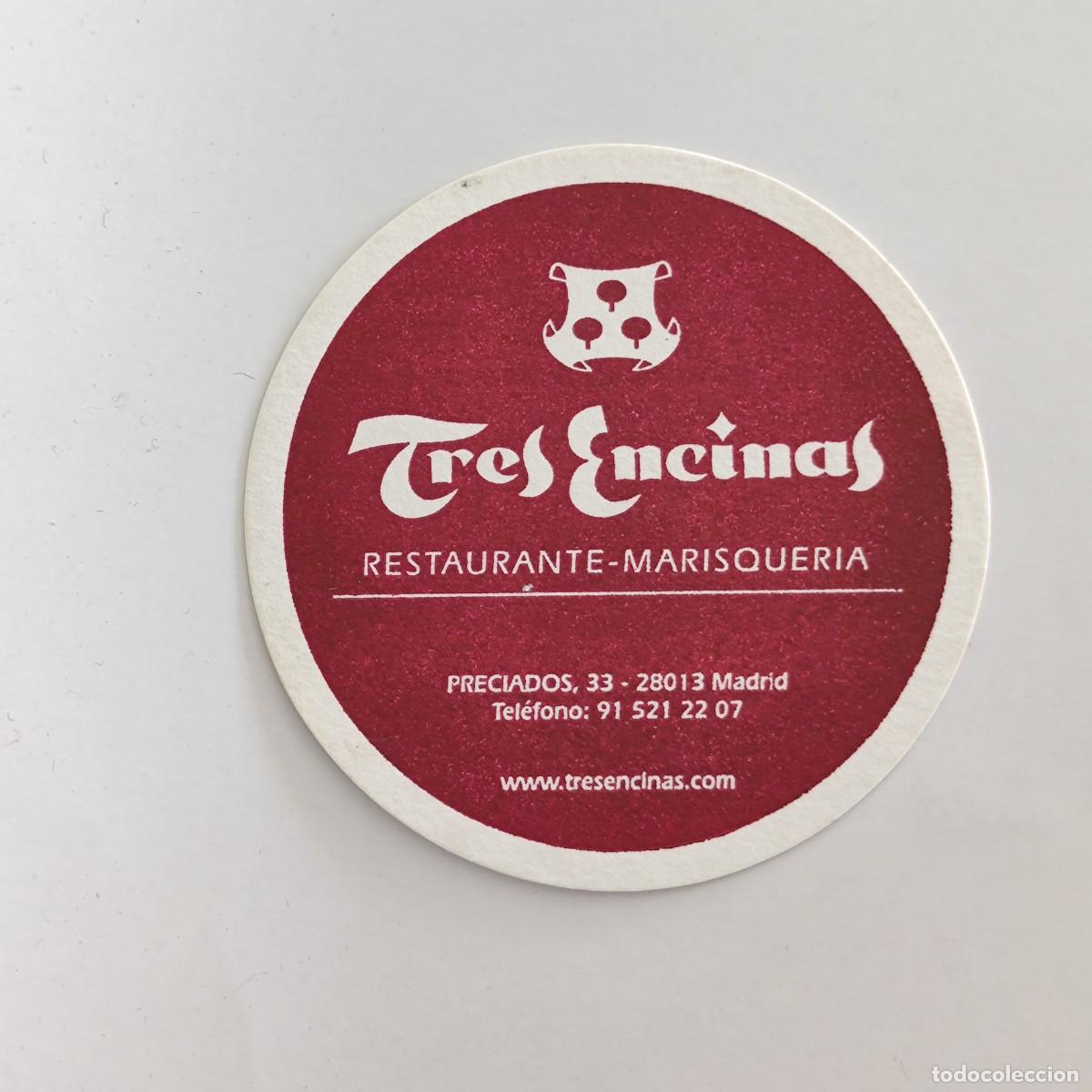 Otros Art&iacute;culos de Coleccionismo en Papel: POSAVASOS - MADRID - TRES ENCINAS RESTAURANTE MARISQUERIA - FLORA ARBOL