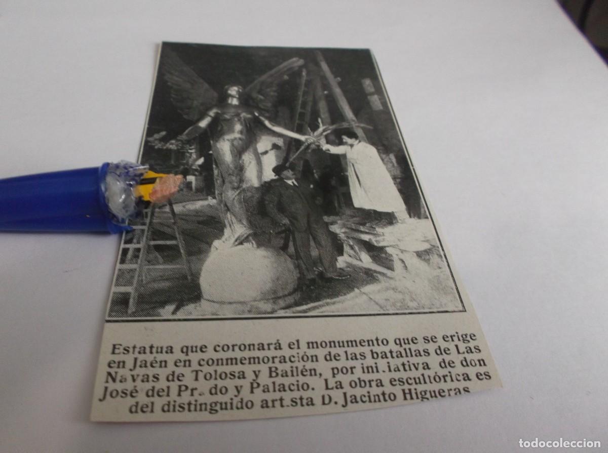 Otros Art&iacute;culos de Coleccionismo en Papel: RECORTE A&Ntilde;O 1910(JA&Eacute;N)ESTATUA LAS BATALLA NAVAS D TOLOSA Y BAIL&Eacute;N. OBRA ESCULTOR D. JACINTO HIGUERAS