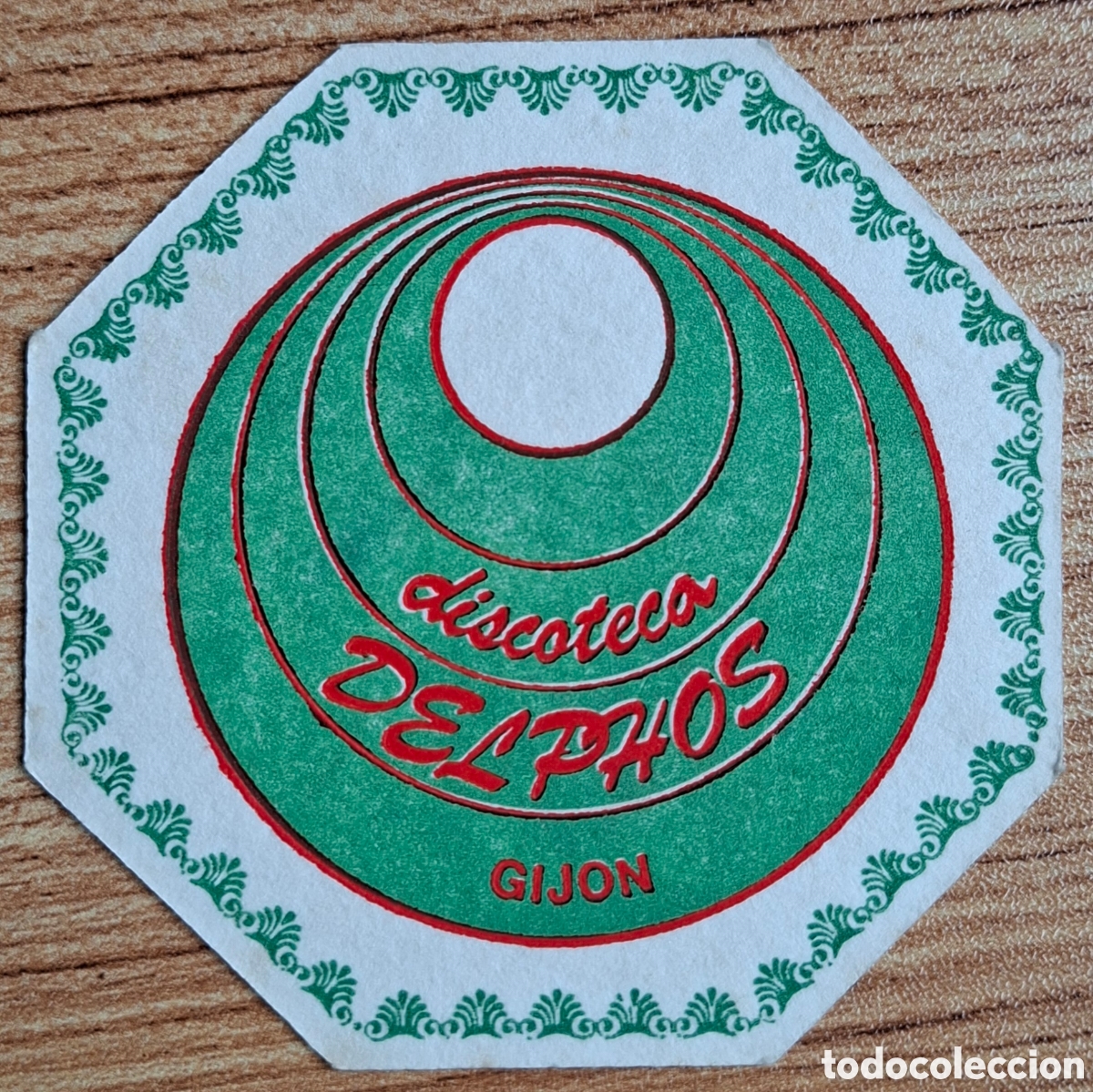 Otros Art&iacute;culos de Coleccionismo en Papel: Posavasos Discoteca Delphos verde - Gij&oacute;n (Asturias)