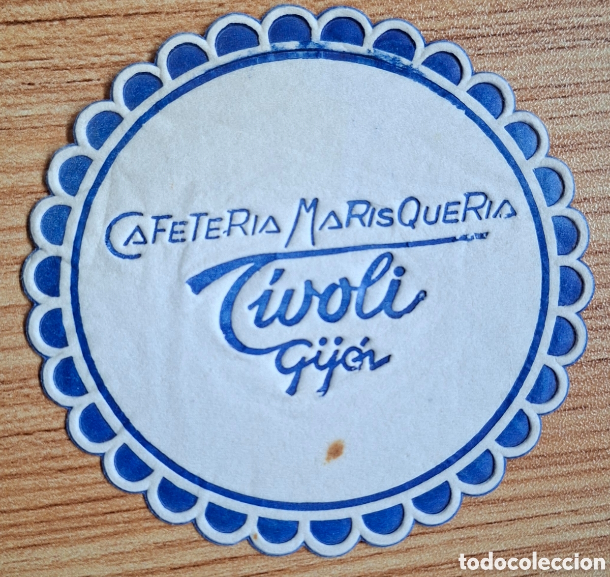 Otros Art&iacute;culos de Coleccionismo en Papel: Posavasos Cafeter&iacute;a Marisquer&iacute;a Tivoli azul - Gij&oacute;n (Asturias)