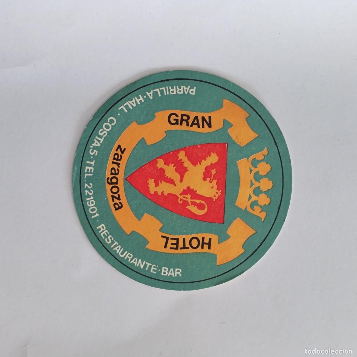 Otros Art&iacute;culos de Coleccionismo en Papel: POSAVASOS - ZARAGOZA - GRAN HOTEL PARRILLA HALL RESTAURANTE BAR - 1983 - LEON FAUNA HERALDICA