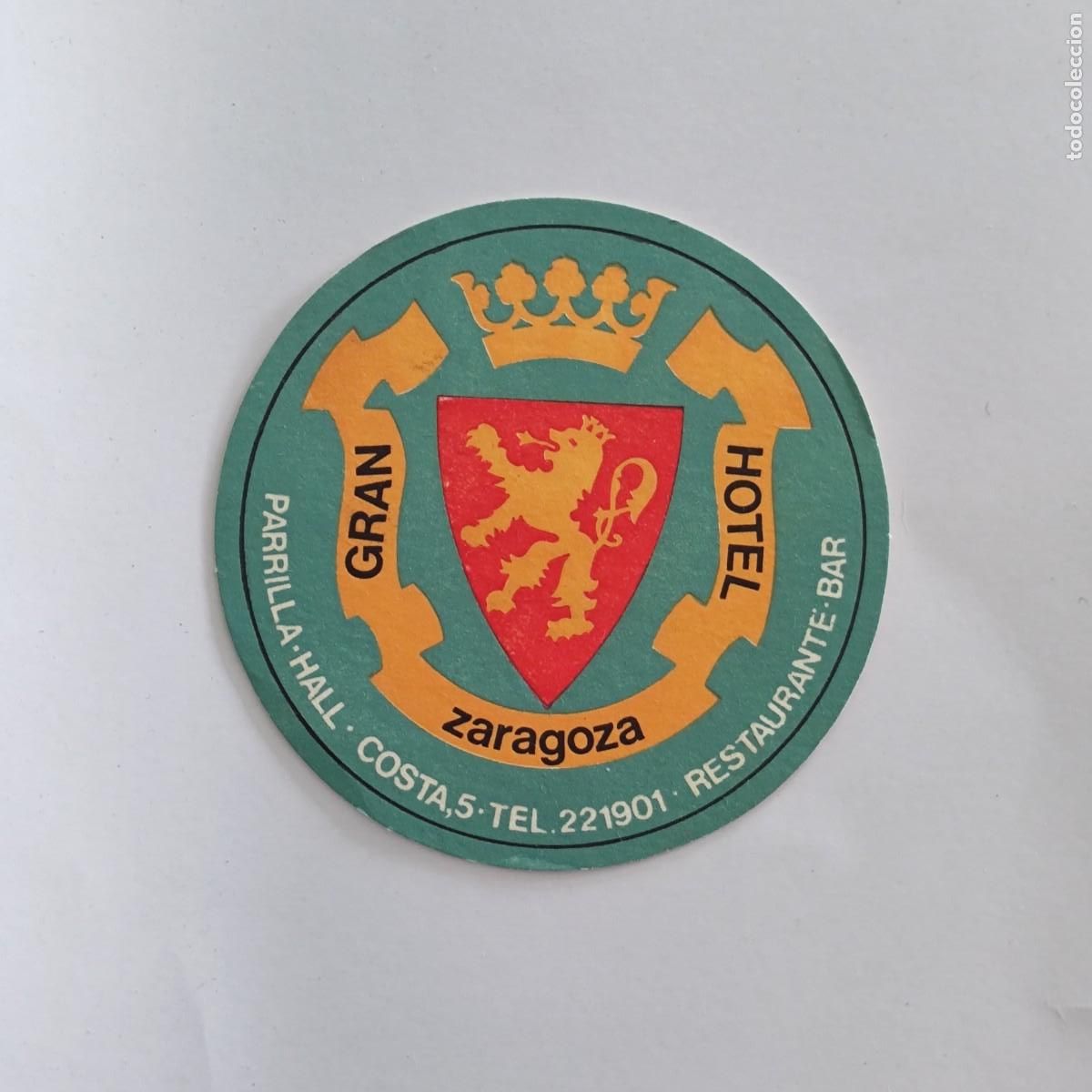 Otros Art&iacute;culos de Coleccionismo en Papel: POSAVASOS - ZARAGOZA - GRAN HOTEL PARRILLA HALL RESTAURANTE BAR - 1983 - LEON FAUNA HERALDICA