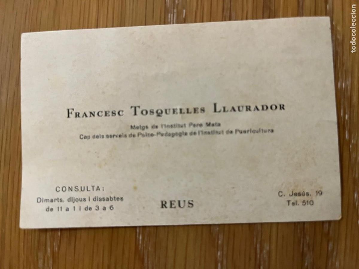 Otros Art&iacute;culos de Coleccionismo en Papel: tarjeta Francesc Tosquelles Llaurador Metge Pere Mata Reus 1936 detr&aacute;s receta
