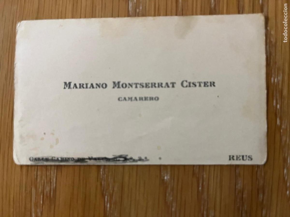 Otros Art&iacute;culos de Coleccionismo en Papel: tarjeta Mariano Montserrat Cister camarero Reus a&ntilde;os 30