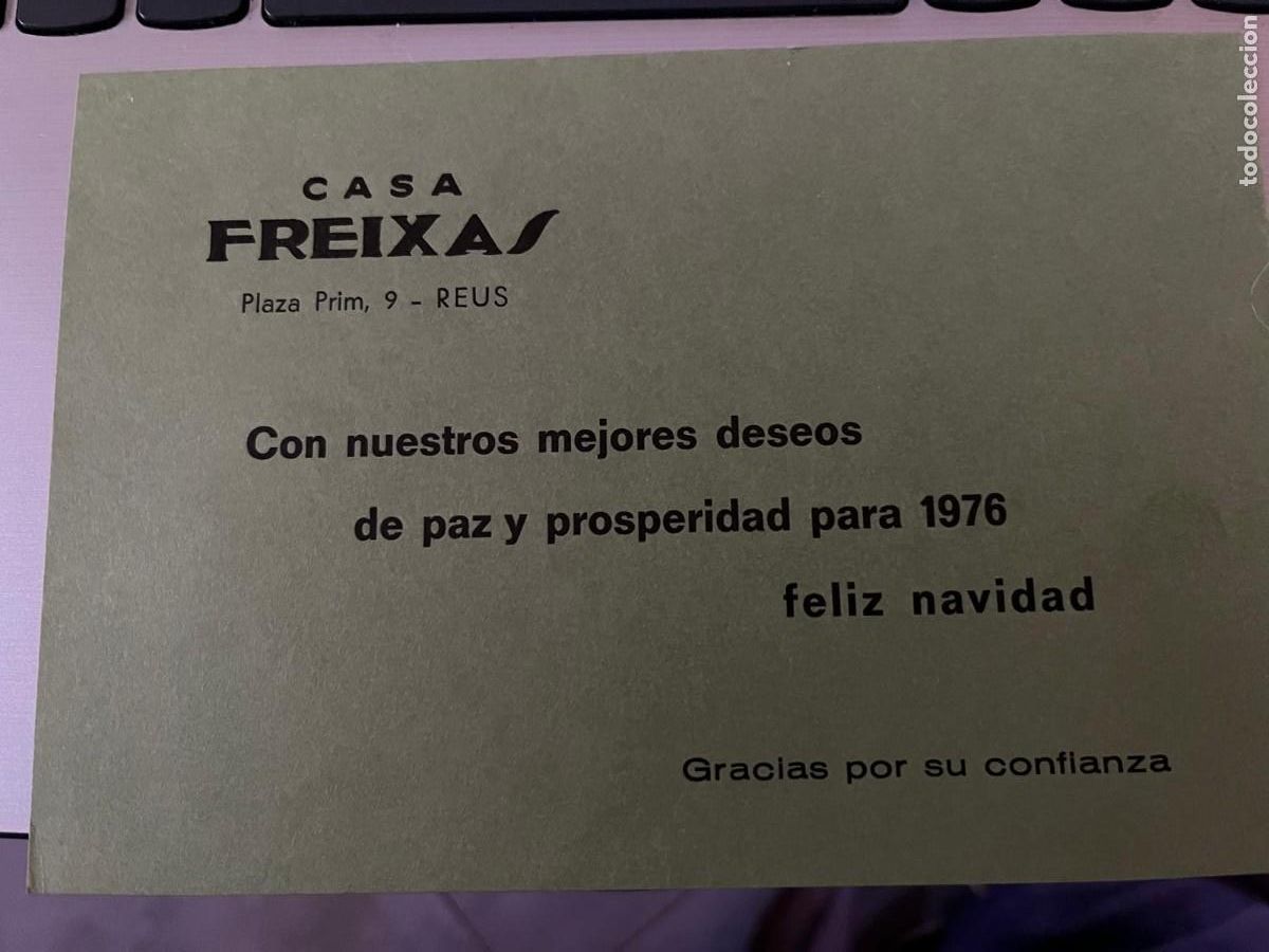 Otros Art&iacute;culos de Coleccionismo en Papel: felicitaci&oacute;n 1976 Casa Freixas Reus plaza Prim