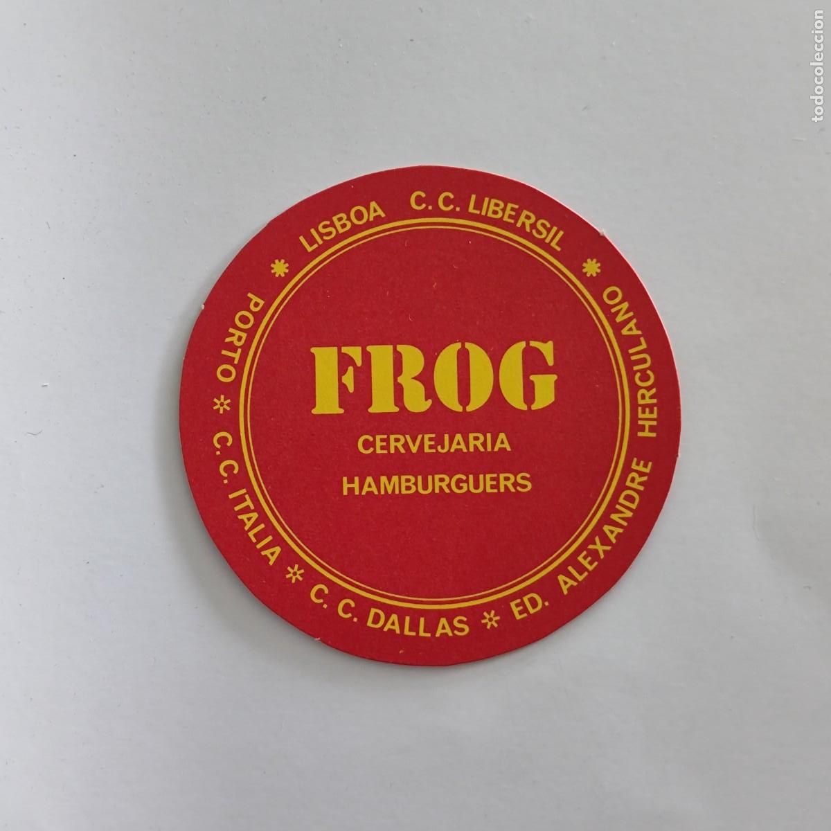 Otros Art&iacute;culos de Coleccionismo en Papel: POSAVASOS - FROG CERVEJARIA HAMBURGUERS - LISBOA PORTO PORTUGAL - 1988