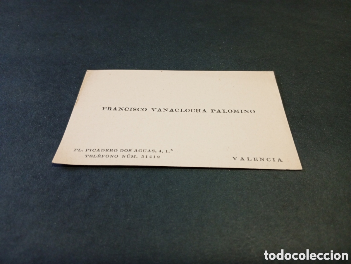 Otros Art&iacute;culos de Coleccionismo en Papel: Tarjeta visita Francisco Vanaclocha Palomino, Valencia