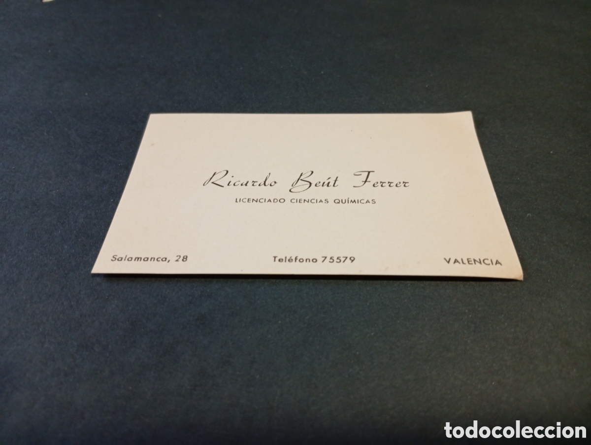 Otros Art&iacute;culos de Coleccionismo en Papel: Tarjeta visita antigua Ricardo Beut Ferrer, licencia ciencias qu&iacute;micas, valencia