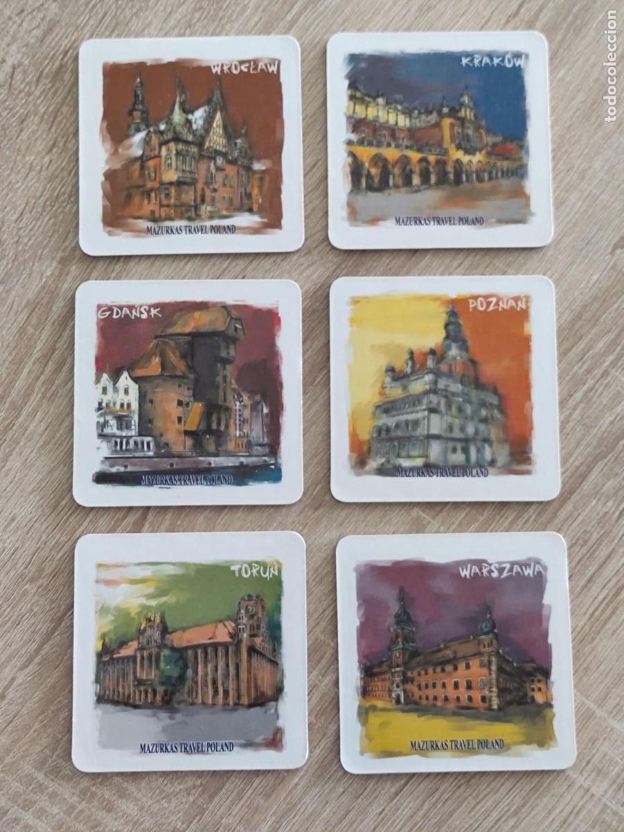 Otros Art&iacute;culos de Coleccionismo en Papel: POSAVASOS - MAZURKAS TRAVEL POLAND - SET DE SEIS MONUMENTOS POLONIA - DORSO CORCHO - 100GR