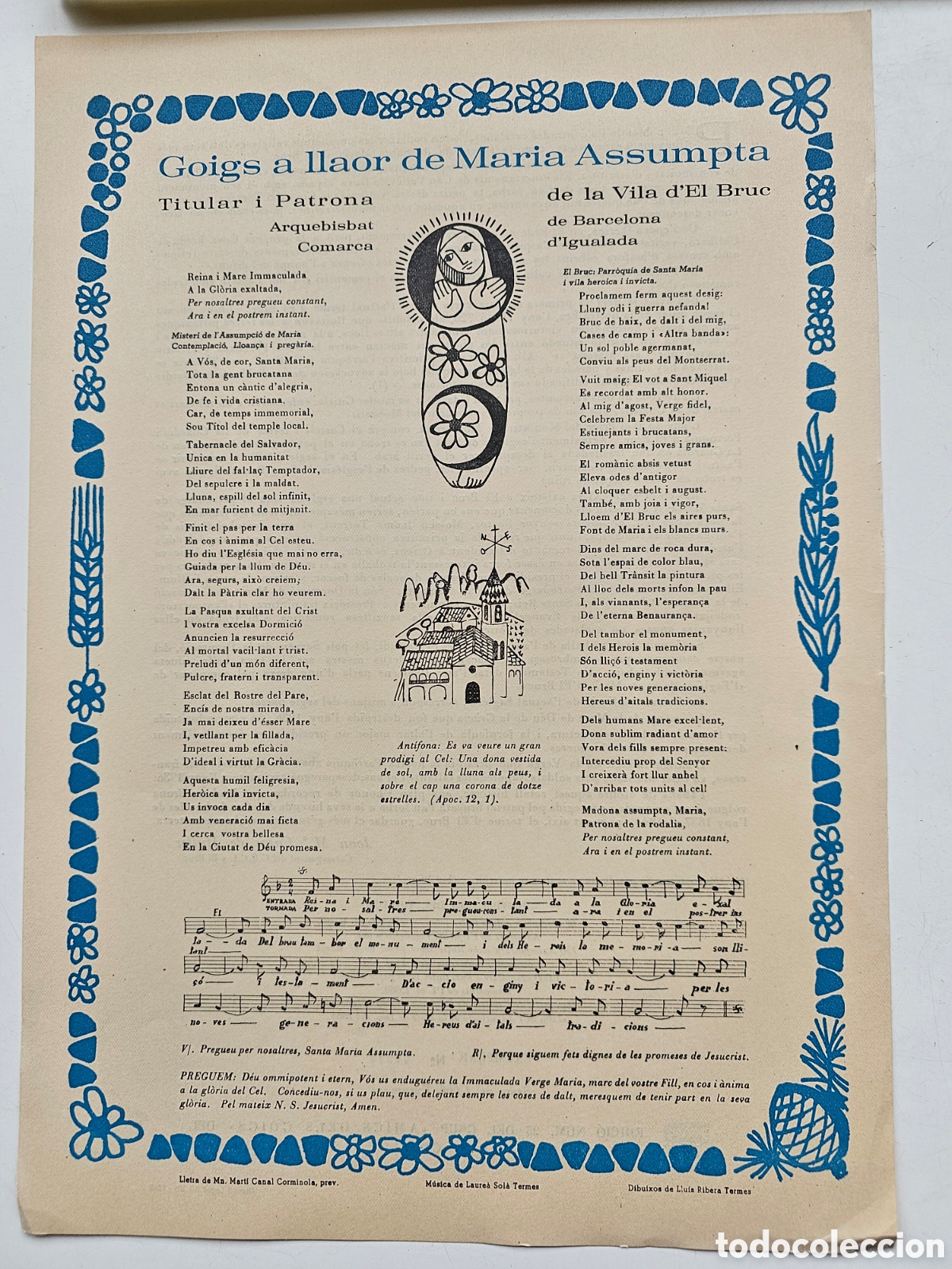 Otros Art&iacute;culos de Coleccionismo en Papel: Goigs Gozos a Maria Assumpta, El Bruc Igualada Amics dels Goigs 1965