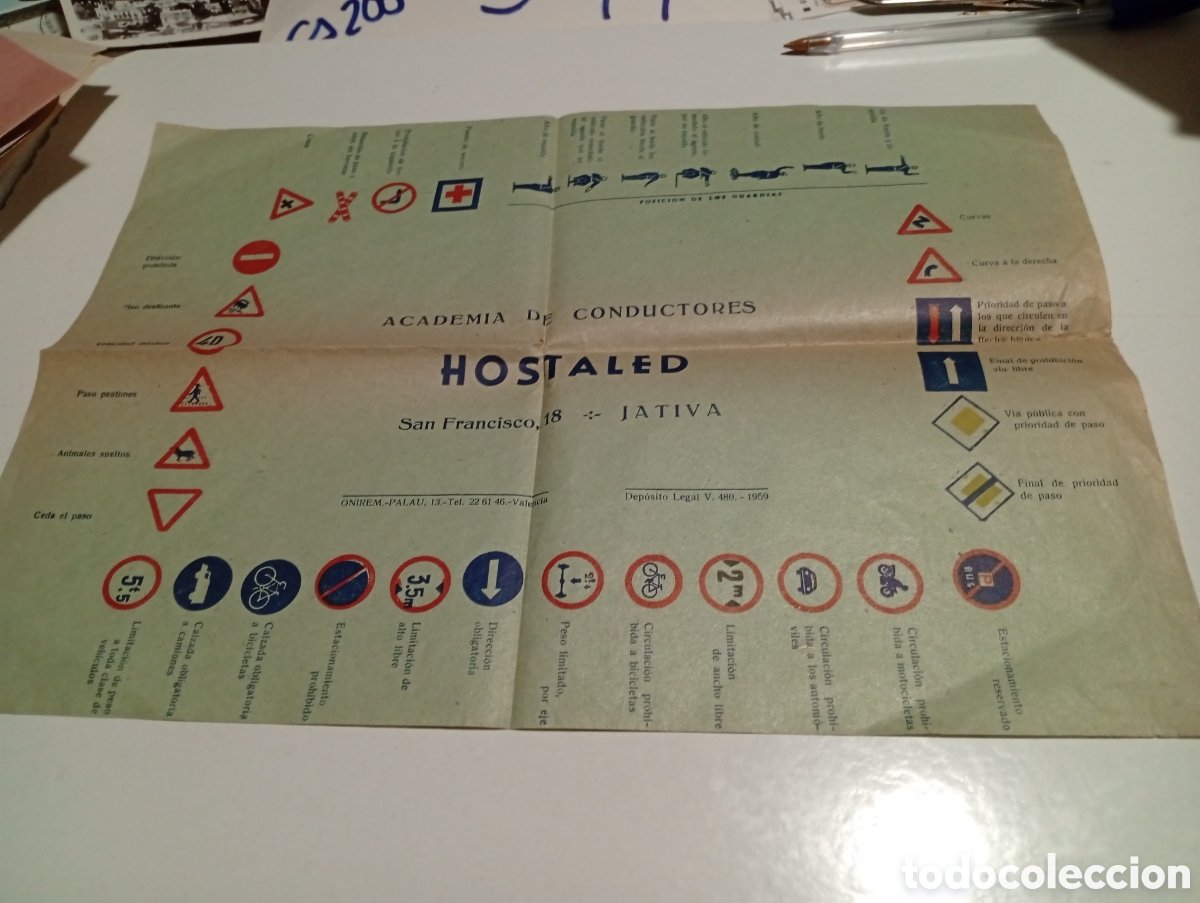 Otros Art&iacute;culos de Coleccionismo en Papel: Academia de conductores HOSTALED, J&Aacute;TIVA 1959 se&ntilde;ales de tr&aacute;fico