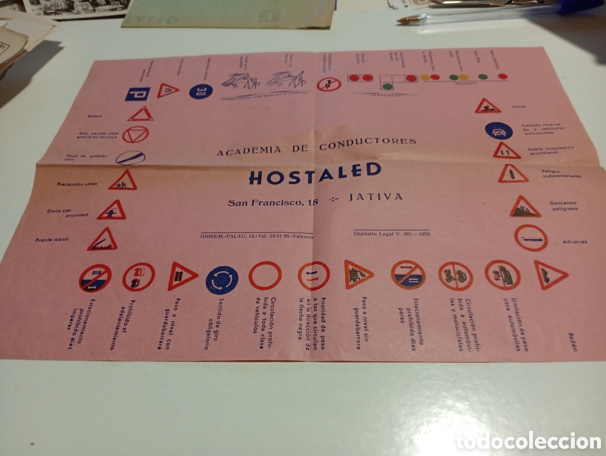 Otros Art&iacute;culos de Coleccionismo en Papel: Academia de conductores HOSTALED, J&Aacute;TIVA 1959