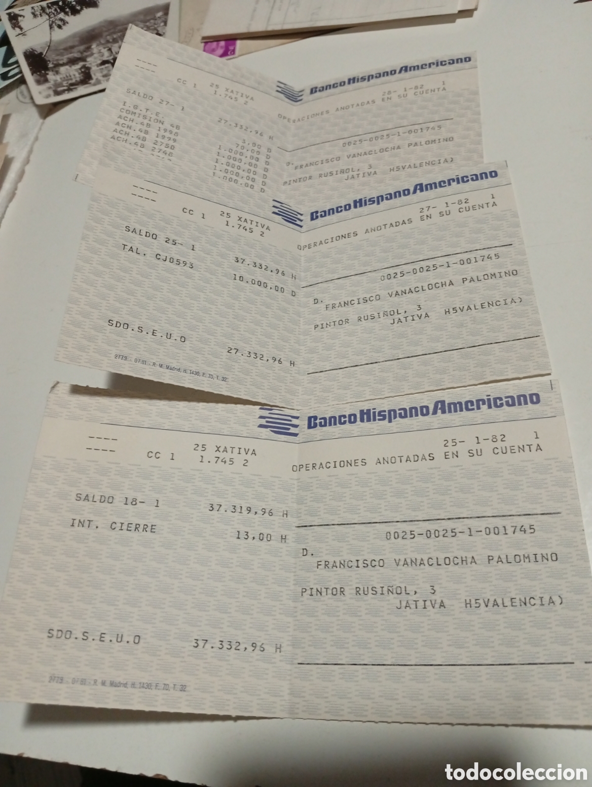 Otros Art&iacute;culos de Coleccionismo en Papel: Operaciones anotadas en su cuenta, Banco hispano americano