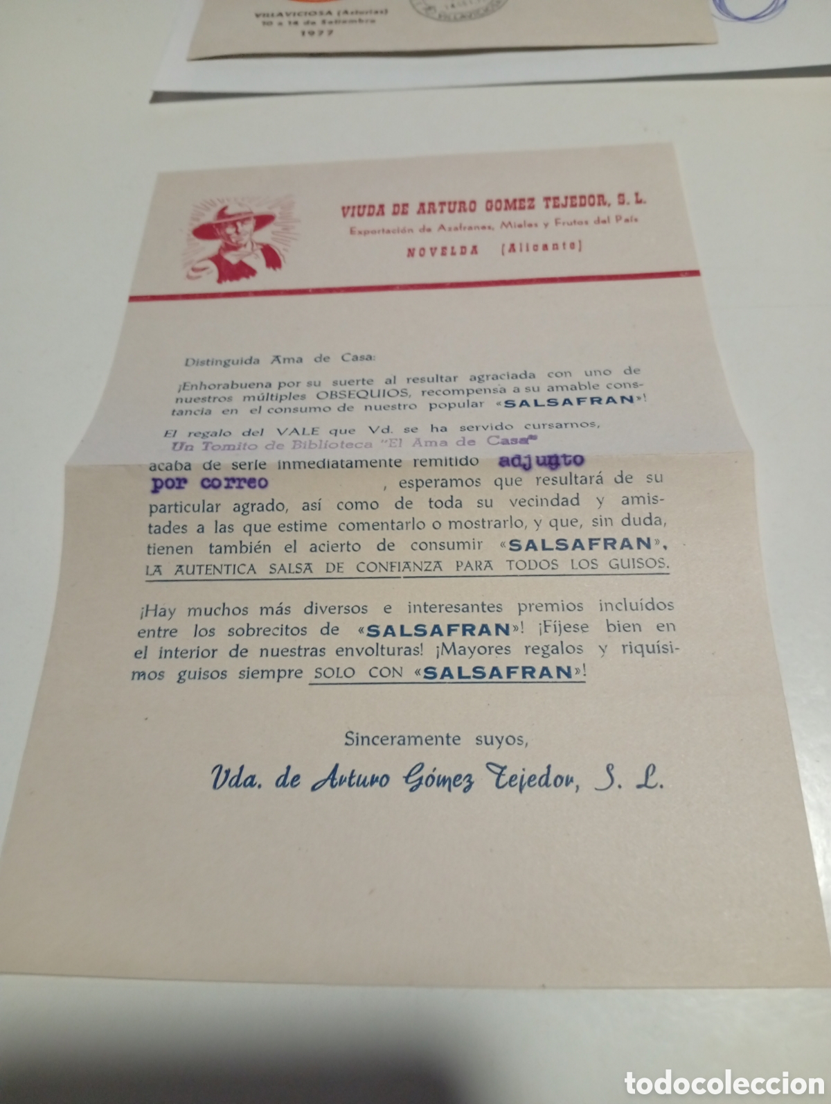 Otros Art&iacute;culos de Coleccionismo en Papel: Folleto viuda de Arturo G&oacute;mez tejedor, Novelda,exportador de azafranes,mieles y frutos del pais