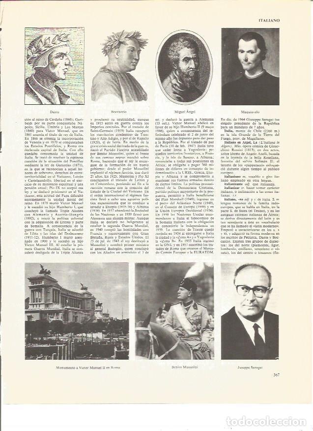 Otros art&iacute;culos de coleccionismo en papel: LAMINA V00568: Dante, Miguel Angel, Maquiavelo y B.Mussolini - VVAA