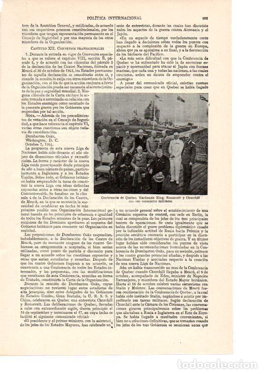 Otros art&iacute;culos de coleccionismo en papel: LAMINA ESPASA 38589: Conferencia de Quebec con Roosevelt, Churchill y Mackenzie King - Varios
