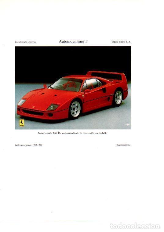 Otros art&iacute;culos de coleccionismo en papel: LAMINA ESPASA 38634: Ferrari modelo F40 - Varios