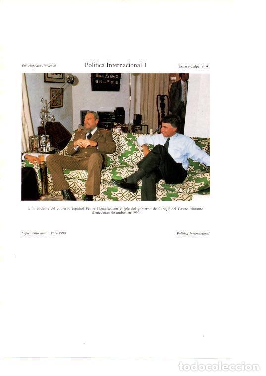 Otros art&iacute;culos de coleccionismo en papel: LAMINA ESPASA 38741: Fidel Castro y Felipe Gonzales en 1990 - Varios