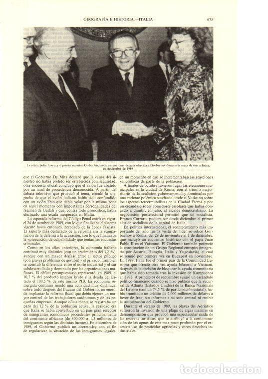 Otros art&iacute;culos de coleccionismo en papel: LAMINA ESPASA 38708: Sofia Loren y Giulio Andreotti en una cena de gala en 1989 - Varios