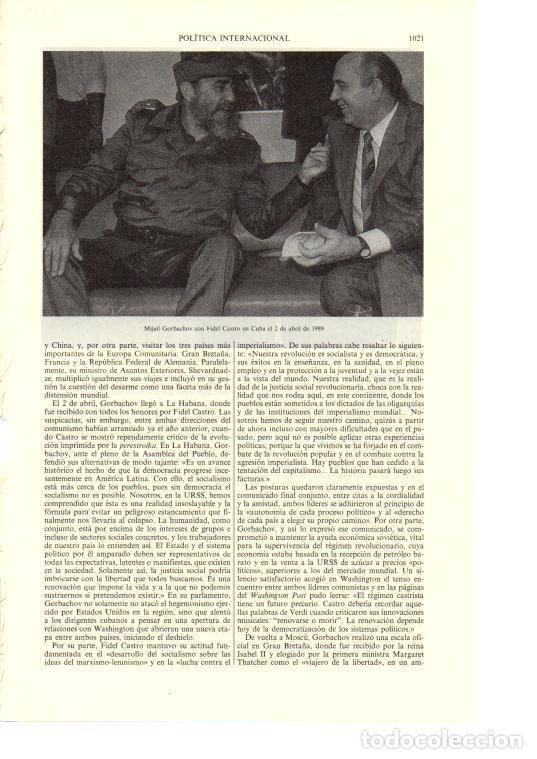 Otros art&iacute;culos de coleccionismo en papel: LAMINA ESPASA 38740: Fidel Castro y Mijail Gorbachov el 2 de abril de 1989 - Varios