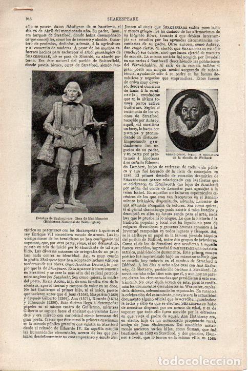 Otros art&iacute;culos de coleccionismo en papel: LAMINA ESPASA 38234: Entrada a Shakespeare - Varios