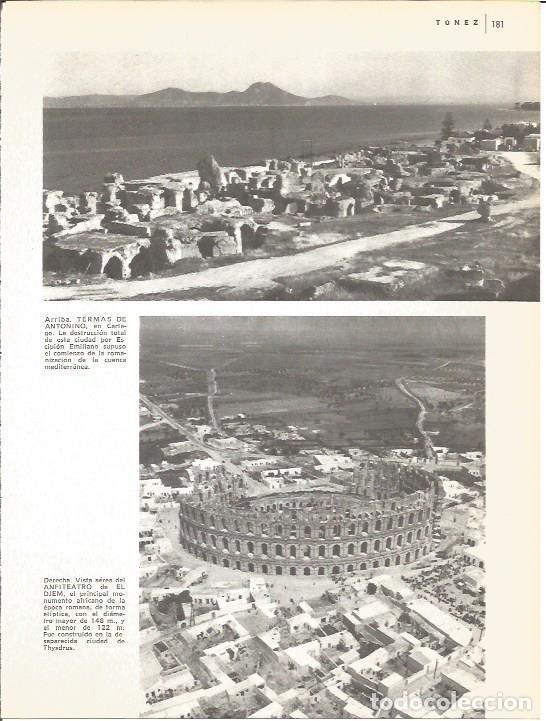 Otros art&iacute;culos de coleccionismo en papel: LAMINA V01609: Vistas Termas de Antonino y anfiteatro El Djem, Tunez - VVAA
