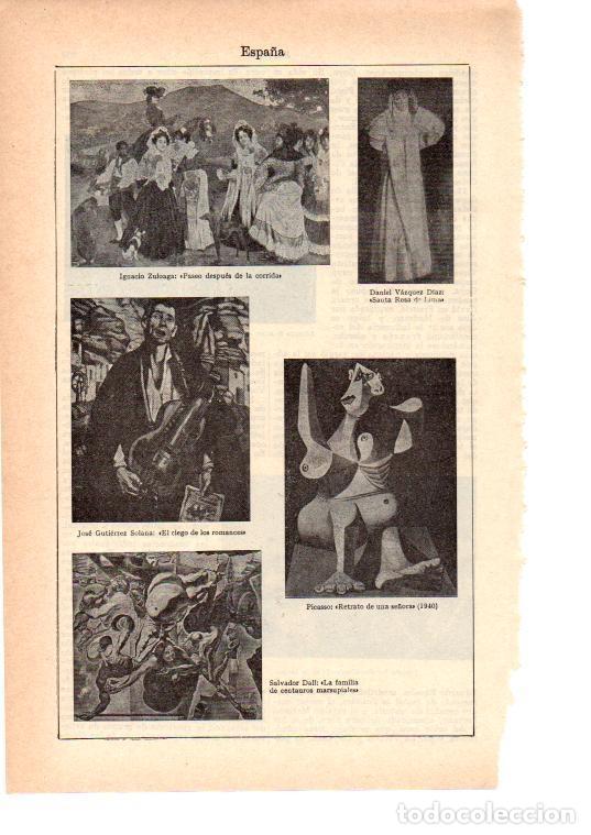 Otros art&iacute;culos de coleccionismo en papel: LAMINA 39051: Pinturas por Zuloaga, Picasso, Dali, Gutierrez Solana y Daniel Vazquez - VVAA
