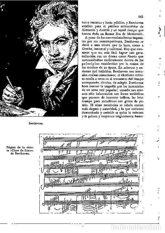Otros art&iacute;culos de coleccionismo en papel: LAMINA 28272: Beethoven y pagina de la sonata Claro de Luna - Josep Pijoan