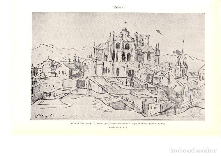 Otros art&iacute;culos de coleccionismo en papel: LAMINA 38955: Catedral y vista parcial de Granada, por Velazquez - VVAA