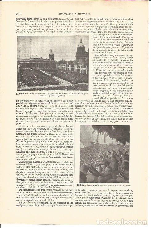 Otros art&iacute;culos de coleccionismo en papel: LAMINA V03754: Fiesta 1 mayo en Lustgartem en Berlin y el Fuhrer inagurando los Juegos Olimpicos - V